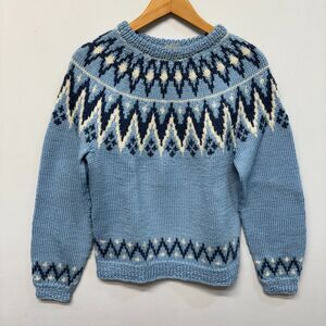 Scandinavian Handknitted 100% Wool Sweater Size Small or Medium C023 -5